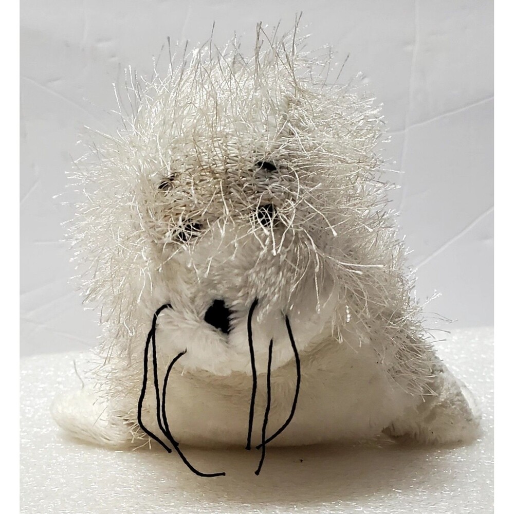 Ganz White Seal Plush Toy 9” Black String Whiskers No Code Vintage Look
